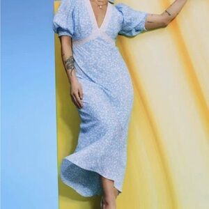 RIXO X Target Floral Puff Sleeve Lace Inset Swing Dress